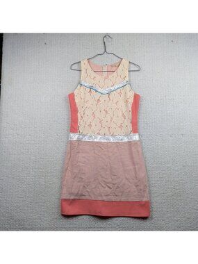 Anthropologie Champagne & Strawberry Vintage Inspired Collection Dress Sz S Pink
